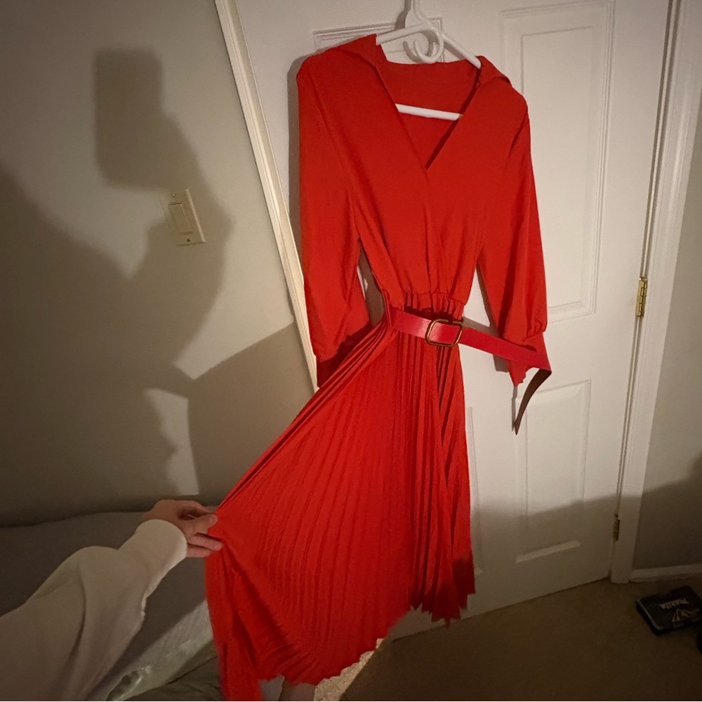 Chic Long Sleeve Red Dress